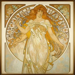 a painting in the style of gil elvgren and in the style of alphonse mucha.