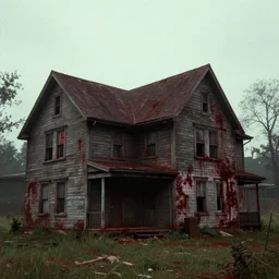 bloody stained house from the 1 9 8 0's with no furniture. doom 1 9 9 3 ingame screenshot. nostalgia, film photo, soft lighting