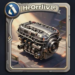 car engine concept, comic card style, Hearthstone card, Overwatch