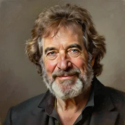 Bob Ross as a cult leader, portrait painting