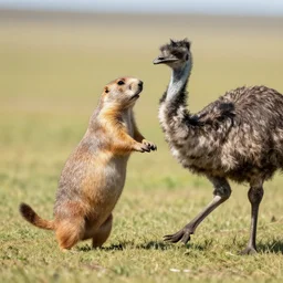 Prairie dog riding an Emu to battle