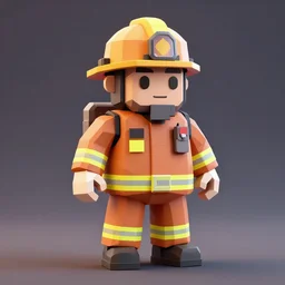 low poly fireman, 3 d, artstation