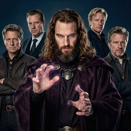 a hyper realistic portrait of frank zapper as a sorcerer. brown hair and beard. casting magic. by chiara bautista and karl kopinski and kim jung giu and weta studio, and lucasfilm and jesper ejsing and norman rockwell greg rutkowski frank frazzeta