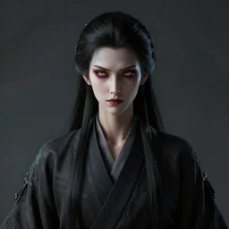 centered detailed portrait of a scary samurai, beast, realistic character concept, identical eyes, gazing eyes, elegant pose, fantasy, illustration, slender symmetrical face and body, artstation, cinematic lighting, hyperdetailed, cgsociety, 8 k, tom richmond, single face, octane render, golden ratio, vfx, postprocessing, alluring