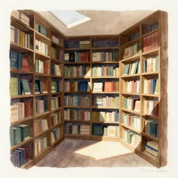 cozy bookstore simple geometric watercolor painting george barbier