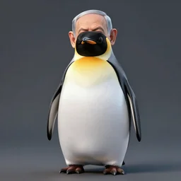 benjamin netanyahu transformed into a penguin, a combination of benjamin netanyahu and a penguin