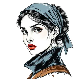a beautiful ink drawn portrait maciej kuciara art deco style ink drawing, only one head single portrait team fortress 2 scout the girl with the pearl earring as the team fortress 2 scout team fortress 2 scout team fortress 2 scout scout team fortress 2 scout, a maciej kuciara art deco style ink drawing, smooth, sharp focus, vibrant volumetric dark natural light, dark enlightenment