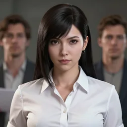 tifa lockhart portrait, wearing white business dress shirt, thicc, art by artgerm, wlop, loish, ilya kuvshinov, 8 k realistic, hyperdetailed, beautiful lighting, detailed background, depth of field, symmetrical face, frostbite 3 engine, cryengine,