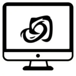 computer monitor, black and white, vector, line art work, abstract logo