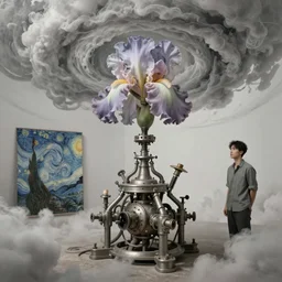 divine chaos engine by karol bak and ruan jia and vincent van gogh, desaturated moody neutral pastel colors, iris van herpen visionary dreamscape, symbolist, james jean spiraling clouds, imagination