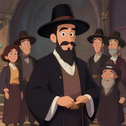 portrait of an orthodox jew in disney style, artstation, cartoon, elegant, highly detailed, digital painting, concept art, smooth, sharp focus, illustration, art by studio ghibli, makoto shinkai, don bluth, fujita goro, jean giraud, atey ghailan, akihiko yoshida, tom whalen, anton fadeev 8 k
