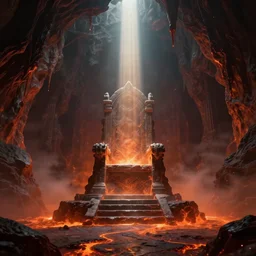 a epic concept art by barlowe wayne, gustave dore and greg rutkowski. magma. dark fantasy cave palace of bad omens. morandi colour. fier in fog!! dante's divine comedy, light effect. a beam of light fell on the stone throne!! 3 d, ultra clear detailed. octane render, unreal engine. 8 k