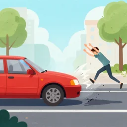illustration red car kills human