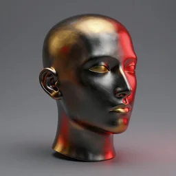 a head made out of melting metal, it is black and golden and red, it is wearing sunglasses and a hat, there are flowers all around it, vogue cover style, greg rutkowski style