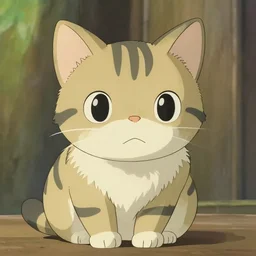 anime key visual of hayao miyazaki studio ghibli, short - hair tabby cat