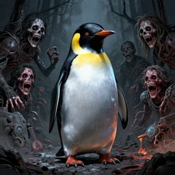 buffed cyber penguin in fallout 4, horror scene, artgerm, rutkowski, tooth wu, beeple, and intricate