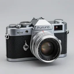 photograph of a very beautiful chrome highly polished rangefinder format camera, one big lens, plain grey background, object centered, highly detailed, shiny silver. artstation, concept art, symmetry, smooth, shallow focus, art and john singer sargent and and mucha by theodore ralli and nasreddine dinet and anders zorn