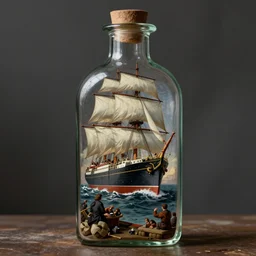 a ship in a bottle but instead of a ship it is jack nicholson in the bottle, painting by caravaggio, artgerm, greg rutkowski, edgar maxence, norman rockwell, tom bagshaw