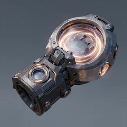 a wrist - mounted weapon with a wide aperture for firing rings of energy, glowing accents, concept art