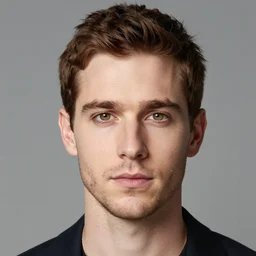 award winning portrait of kelly reilly as a young man!!!! bare ears, short!! brown!! hair and hazel!!! eyes, stubble