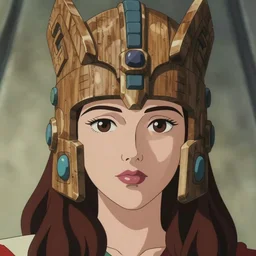 anime boyish natalie portman 3 / 4 pose, wooden aztec face helmet, close - up nose, centered, cel shaded, portrait, pantone, 1 2 bit