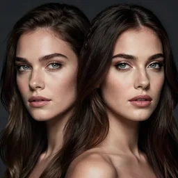 studio portrait photo of genetic hybrid face of megan good and megan fox