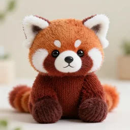 a cute small red panda plush knitted, trending on reddit