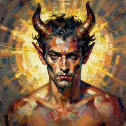 portrait of the devil by greg rutkowski in the style of egon schiele