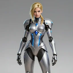 character design, concept art, cyborg, armor with long blue light sapphires blue lines, avril lavigne, battle angel alita. by rembrandt 1 6 6 7, illustration, by konstantin razumov, sci - fi, frostine engine, vibrant colors, fractal flame, crystalized, by wlop