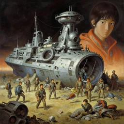 a sci - fi weyland industries space art paintings of the shipwrecked crew exploration inspired by great japanese artist kenji kawai, prometheus detailed matte painting by bruce pennington, by paul lehr, by john harris, cgsociety, retrofuturism, 7 0 s sci - fi, biopunk, sci - fi