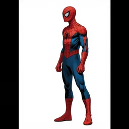spider - man standing, side - view, white background, comic book illustration, by steve ditko