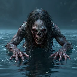 a creeping terror hides in the water, octane 2. 0 render, photo, hyperrealist, unreal engine, cryo engine, symmetrical