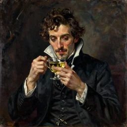 Vampiric Good Evening! in the style of Auguste Toulmouche, Edgard Maxence, Eugene de Blaas, 1885, oil on canvas