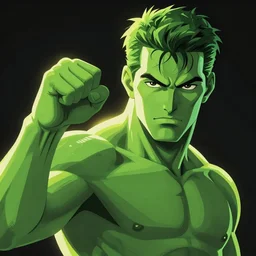 a picture of a green man with his fist up, vector art by mor than, featured on deviantart, mingei, marvel comics, polycount, sketchfab