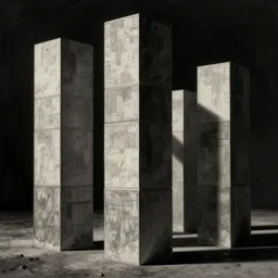 tall boxes growing out of space next to each other, zdzislaw beksinski