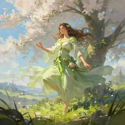 spirit of the spring, digital painting, concept art, trending on artstation, epic composition, wlop. rossdraws, sharp focus, octane render