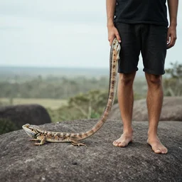 Man with a lizard tail