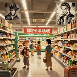 photo cartoon bd illustration comic manga painting of super market environement : 6 fantasy environement, digital painting, volumetric lighting : 1 by adrian ghenie and jenny saville and zhang jingna artist bd enki bilal : 1 0