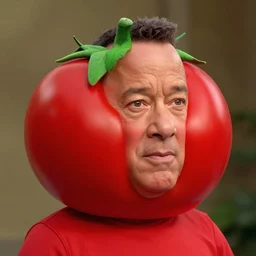 tom hanks as tomato hanks mascot, his skin is red with leafy green hair, animation character, dramatic lighting, london fashion week, tom hanks tomato body, shaded lighting poster by magali villeneuve, artgerm, jeremy lipkin and michael garmash, rob rey and kentaro miura style, trending on art station