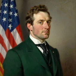 official side portrait of united states president aaron roger, in a green bay packers suit, 1 7 8 8, a character portrait by cassius marcellus coolidge, reddit contest winner, american romanticism, oil on canvas, detailed painting, creative commons attribution