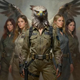 epic professional digital art of female human - eagle hybrid animal, wearing air force jumpsuit, humanoid feathered head, eagle beak, painting, by lisa roet, reyna rochin, iris van herpen, leesha hannigan, wayne haag, artstation, cgsocietywlop, epic, much wow, much detail, gorgeous, detailed, cinematic, masterpiece