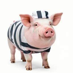 pig dressed as a prisoner
