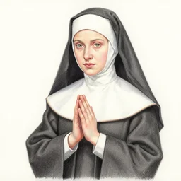 a painting of a nun holding her hands together, a color pencil sketch by lu ji, featured on artstation, gothic art, anime aesthetic, art on instagram, gothic