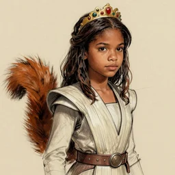 milt kahl sketch of a cuban girl who looks like a squirrel as princess padme in star wars episode 3