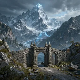 a very detailed concept art of game of thrones gates to aurora borealis mountains, trending on artstation, digital art, 4 k, hyper realistic, octane render, sharp focus