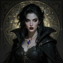 a beautiful cinematic Necromancer Sorceress goddess of death, fantasy magic, undercut hairstyle, dark light night, intricate, elegant, sharp focus, illustration, highly detailed, digital painting, concept art, matte, art by WLOP and Artgerm and Greg Rutkowski and Alphonse Mucha, masterpiece