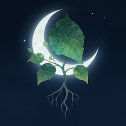 leaf moon night vine leaves magic roots shamanic art trending on artstation