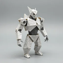 an origami cyborg, incredibly detailed, textured paper, akira yoshizawa