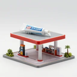 gas station made of toothpaste 4 5 mm miniature diorama