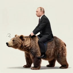 profile putin riding a bear, art by salvador dali, surrealist